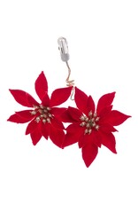 Kurt Adler Poinsettia Flower Clip 5 Inch Red Gold