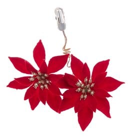 Kurt Adler Poinsettia Flower Clip 5 Inch Red Gold
