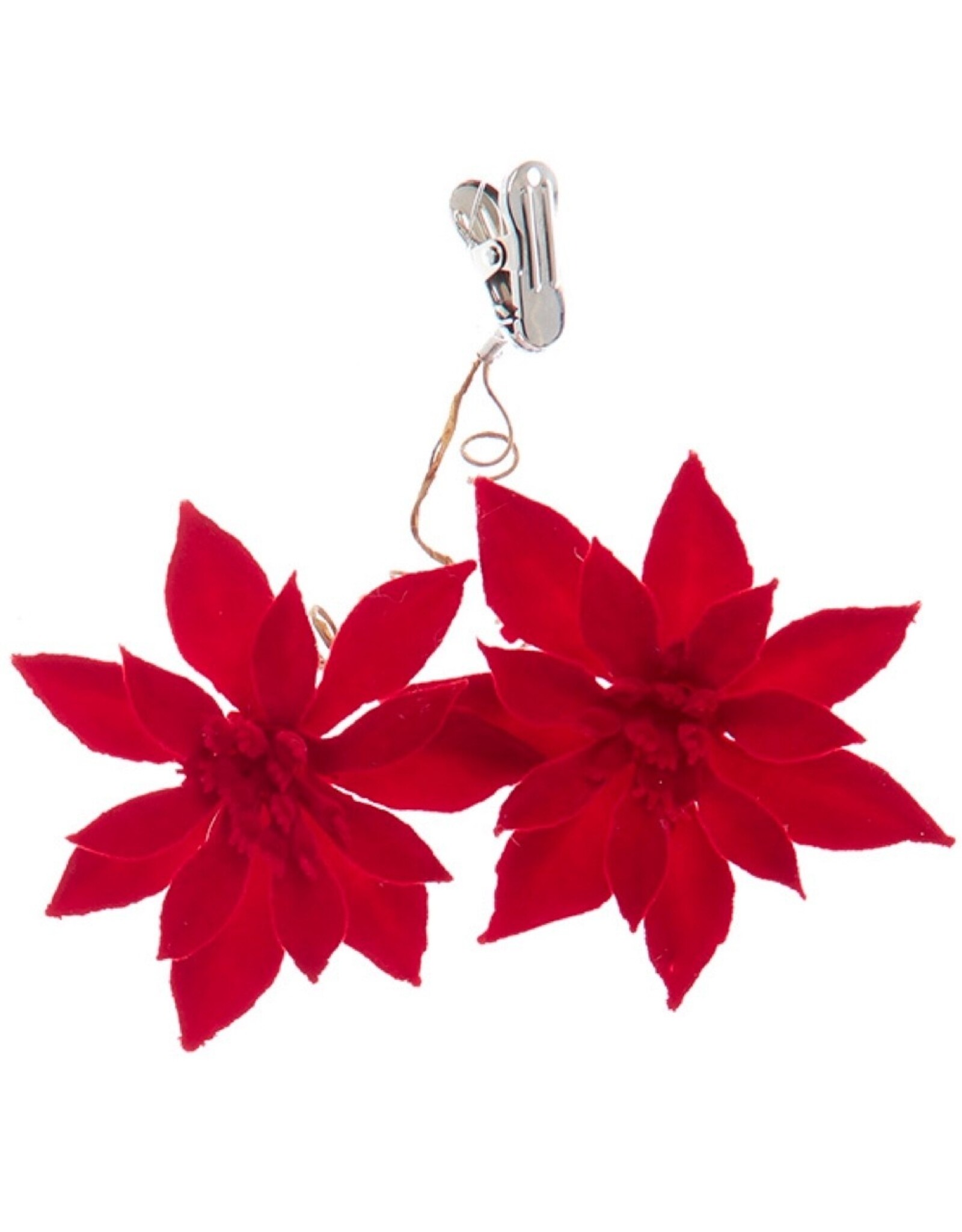 Kurt Adler Poinsettia Flower Clip 5 Inch Red