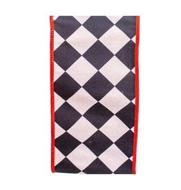 Kurt Adler Harlequin Checks Dupion Fused Back Double Wire Ribbon 4Wx5yrds
