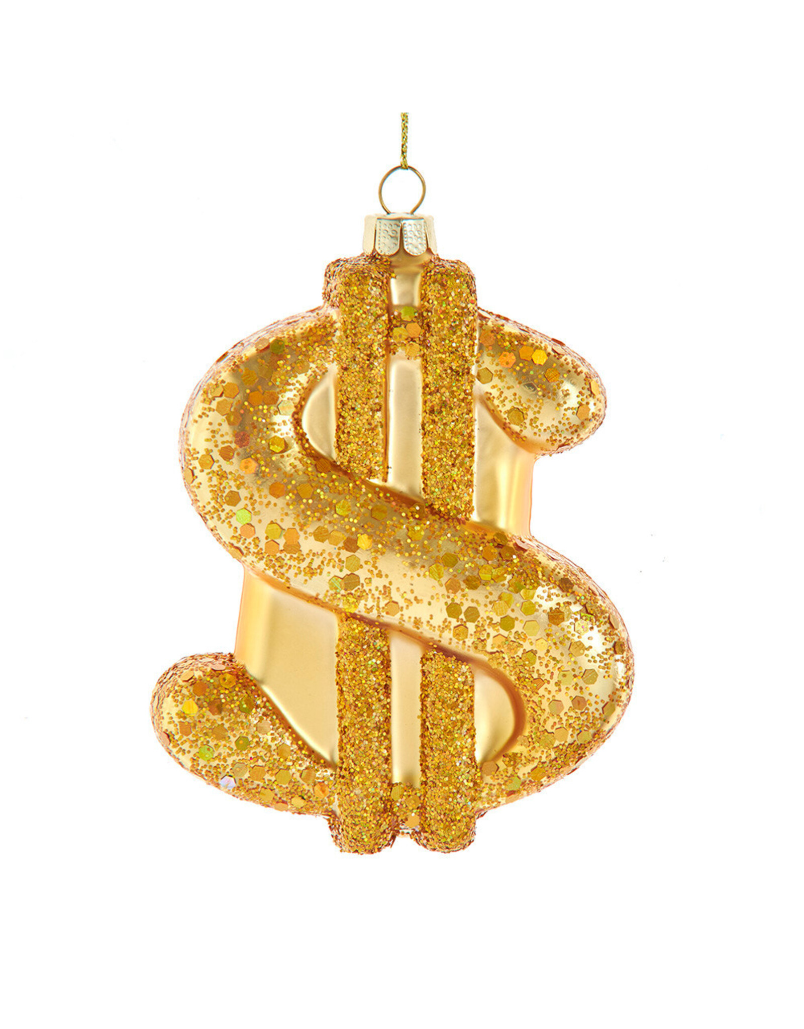Kurt Adler Noble Gems Gold Dollar Sign Ornament 4.75 Inch