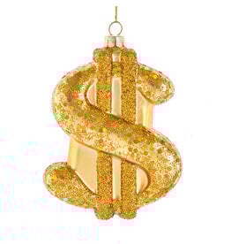 Kurt Adler Noble Gems Gold Dollar Sign Ornament 4.75 Inch