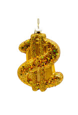 Kurt Adler Noble Gems Gold Dollar Sign Ornament 4.75 Inch