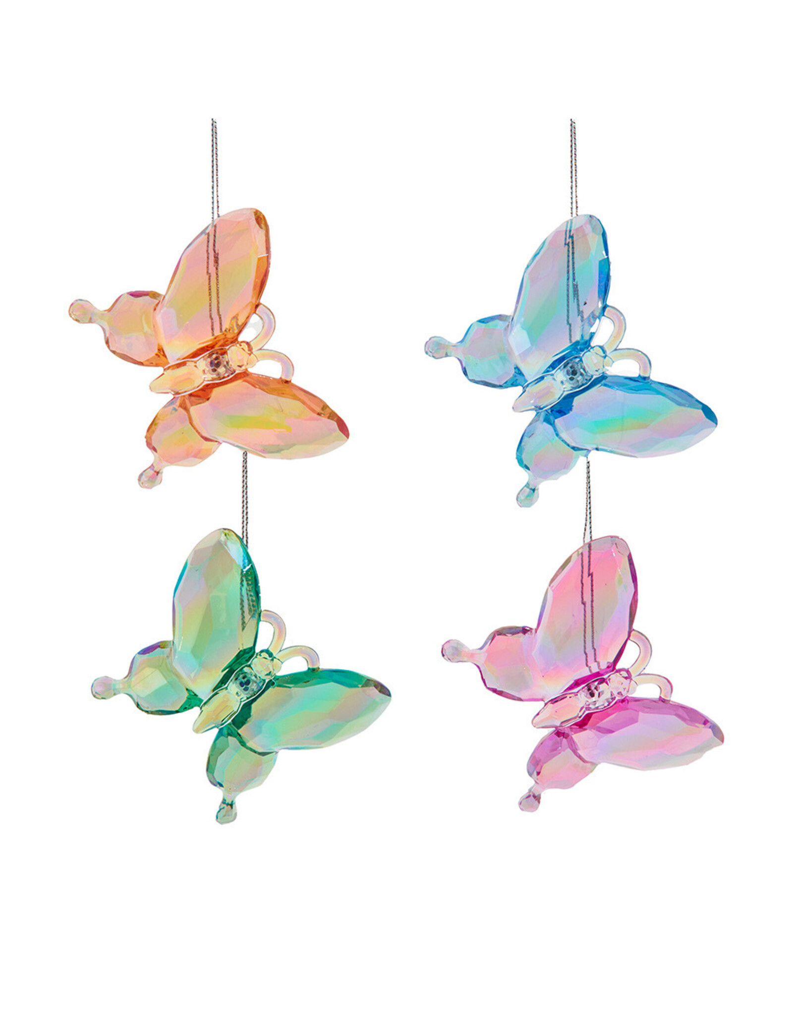 Kurt Adler Acrylic Butterfly Ornaments 4 Assorted