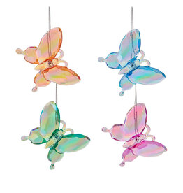 Kurt Adler Acrylic Butterfly Ornaments 4 Assorted