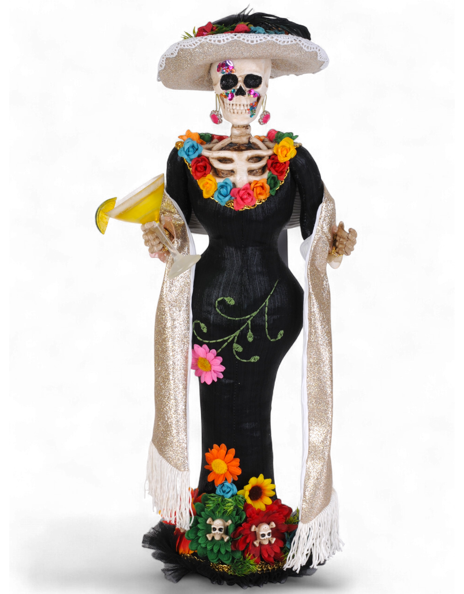 Karen Didion Halloween Day of the Dead Fiesta Flores Skeleton Martini