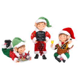 Karen Didion Christmas Elves Wine Elf Set of 3