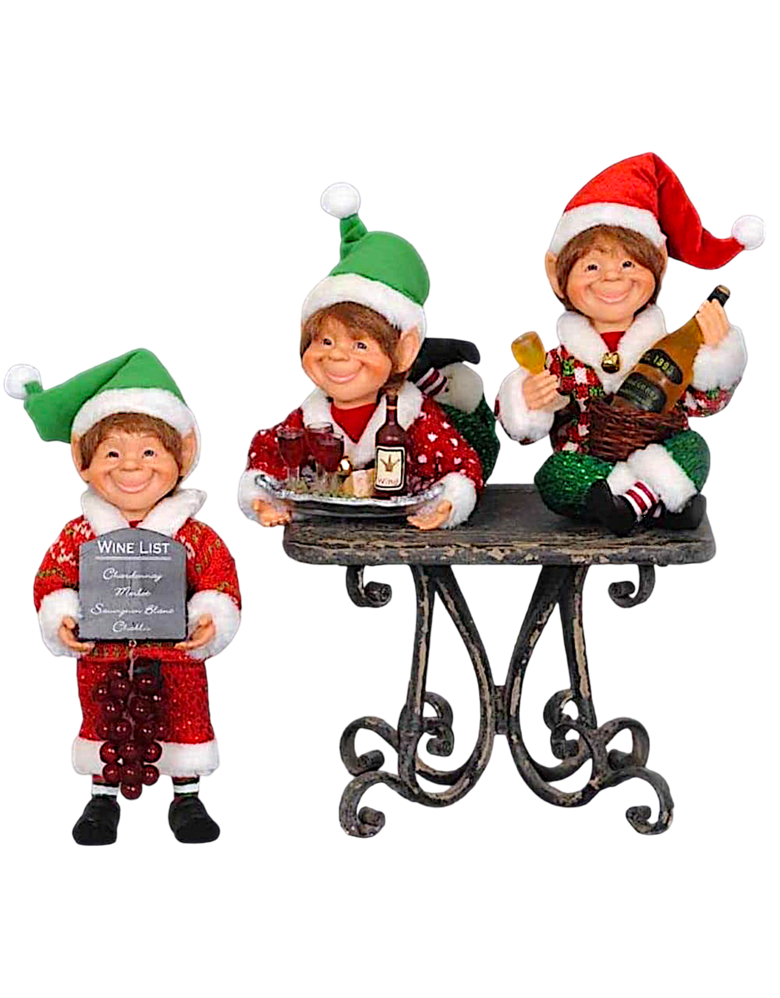Karen Didion Christmas Elves Wine Elf Set of 3