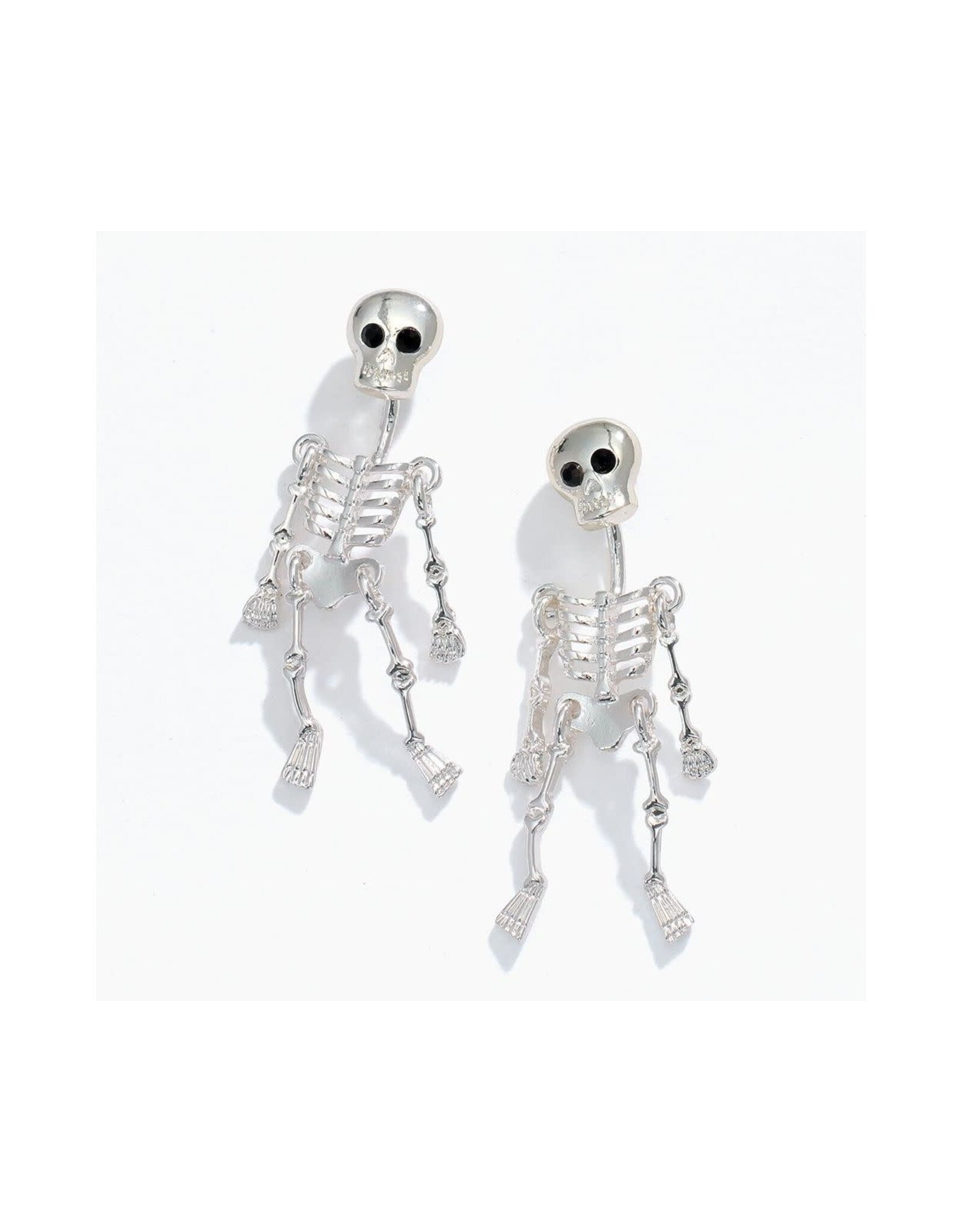 Periwinkle by Barlow Halloween Earrings | Silver Dangling Skeletons
