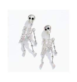 Periwinkle by Barlow Halloween Earrings | Silver Dangling Skeletons