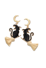 Periwinkle by Barlow Halloween Earrings | Black Cats On Brooms