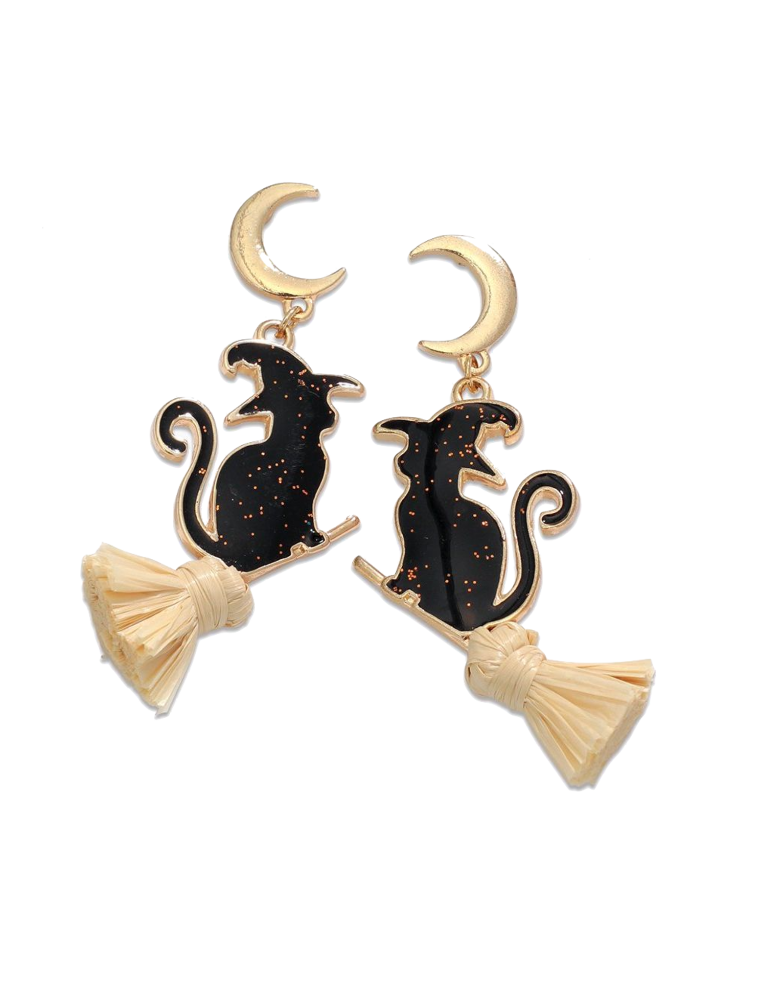 Periwinkle by Barlow Halloween Earrings | Black Cats On Brooms