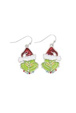 Periwinkle by Barlow Christmas Earrings Grinch Mean One Stained Glass