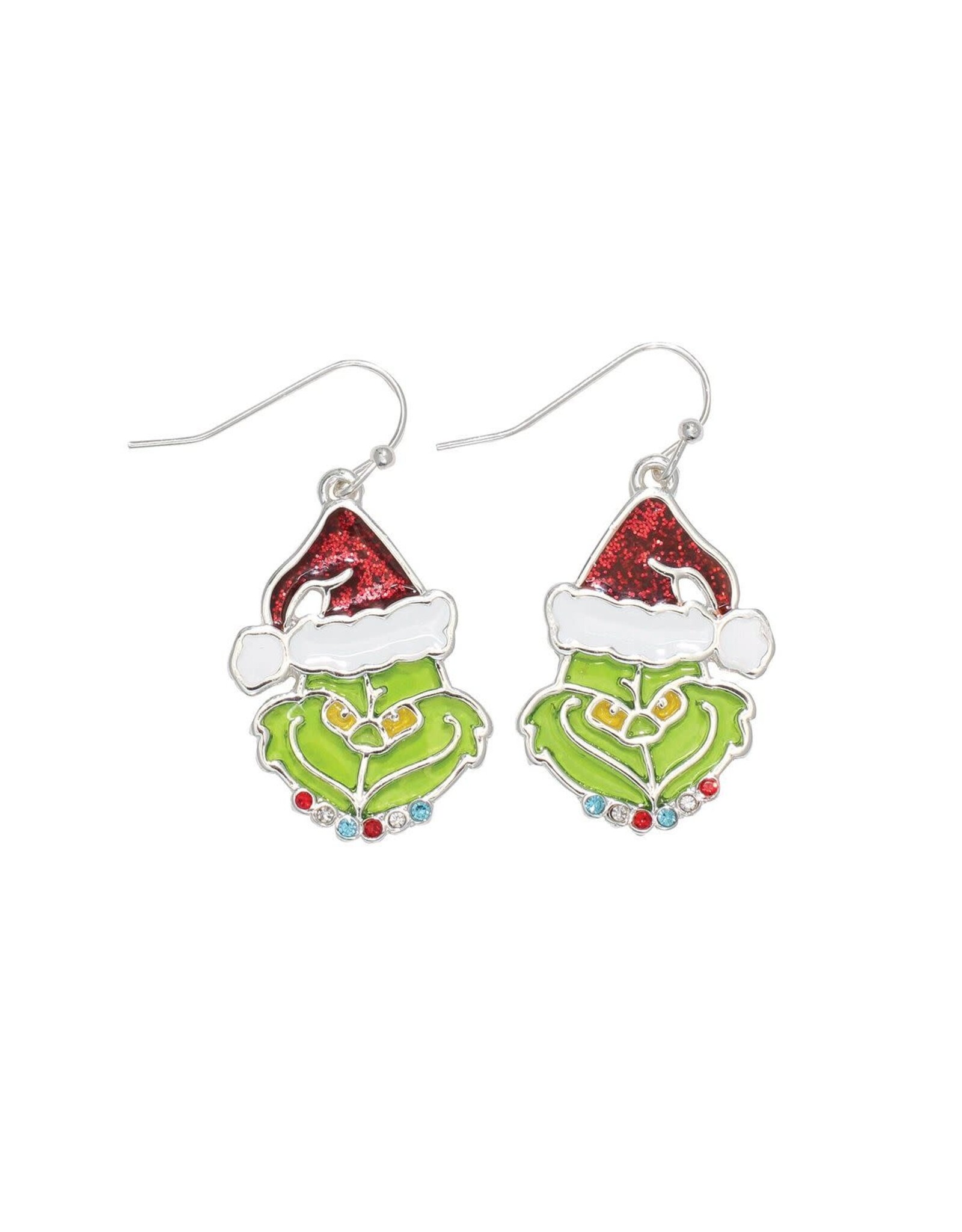 Periwinkle by Barlow Christmas Earrings Grinch Mean One Stained Glass