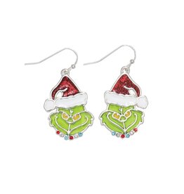 Periwinkle by Barlow Christmas Earrings Grinch Mean One Stained Glass
