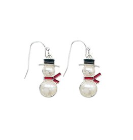 Periwinkle by Barlow Christmas Earrings | Pearl Snowmen