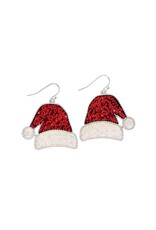 Periwinkle by Barlow Christmas Earrings | Red Glitter Santa Hats
