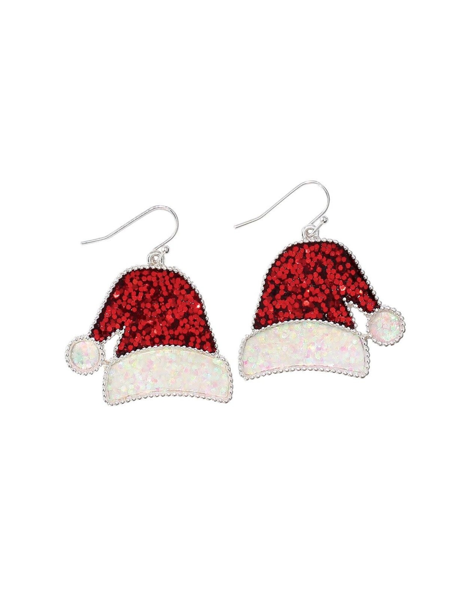 Periwinkle by Barlow Christmas Earrings | Red Glitter Santa Hats