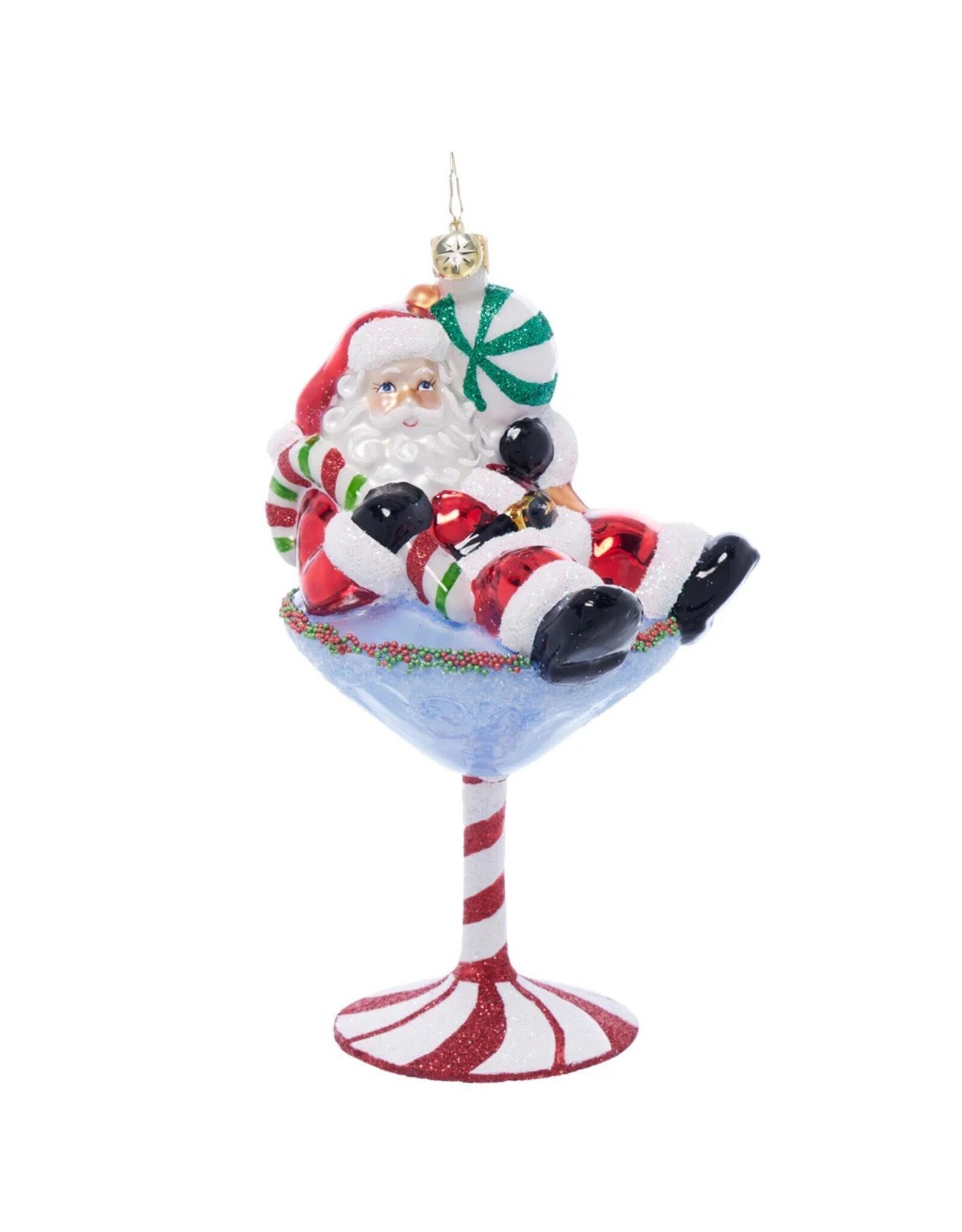 Christopher Radko Santa-Tini Santa in Martini Glass Christmas Ornament