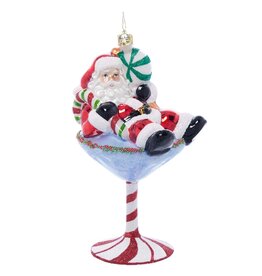 Christopher Radko Santa-Tini Santa in Martini Glass Christmas Ornament