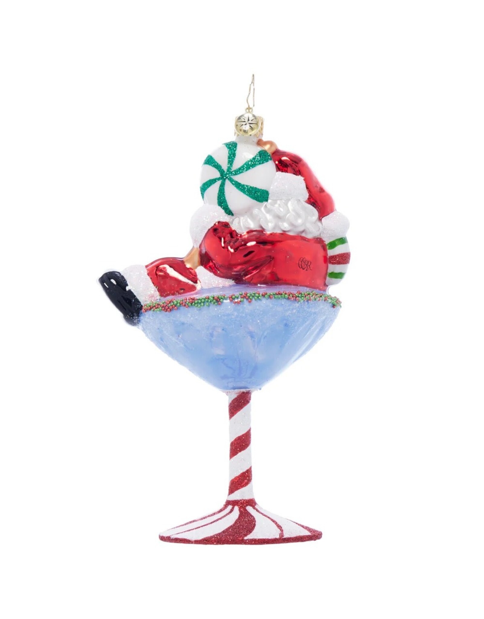 Christopher Radko Santa-Tini Santa in Martini Glass Christmas Ornament