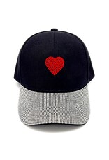 VERA Women's Hats Rhinestone Baseball Hat W Red Heart