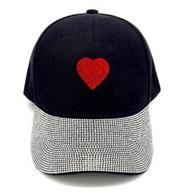 VERA Women's Hats Rhinestone Baseball Hat W Red Heart