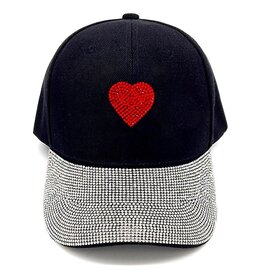 Women's Hats Rhinestone Baseball Cap W Red Heart