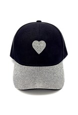 Women's Hats Rhinestone Baseball Cap W Silver Heart