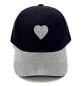 Women's Hats Rhinestone Baseball Cap W Silver Heart
