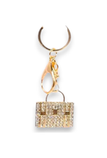 DIGS-N-GIFTS Keychains Rhinestone Key Chain Bag Charms | Gold Handbag 1ct