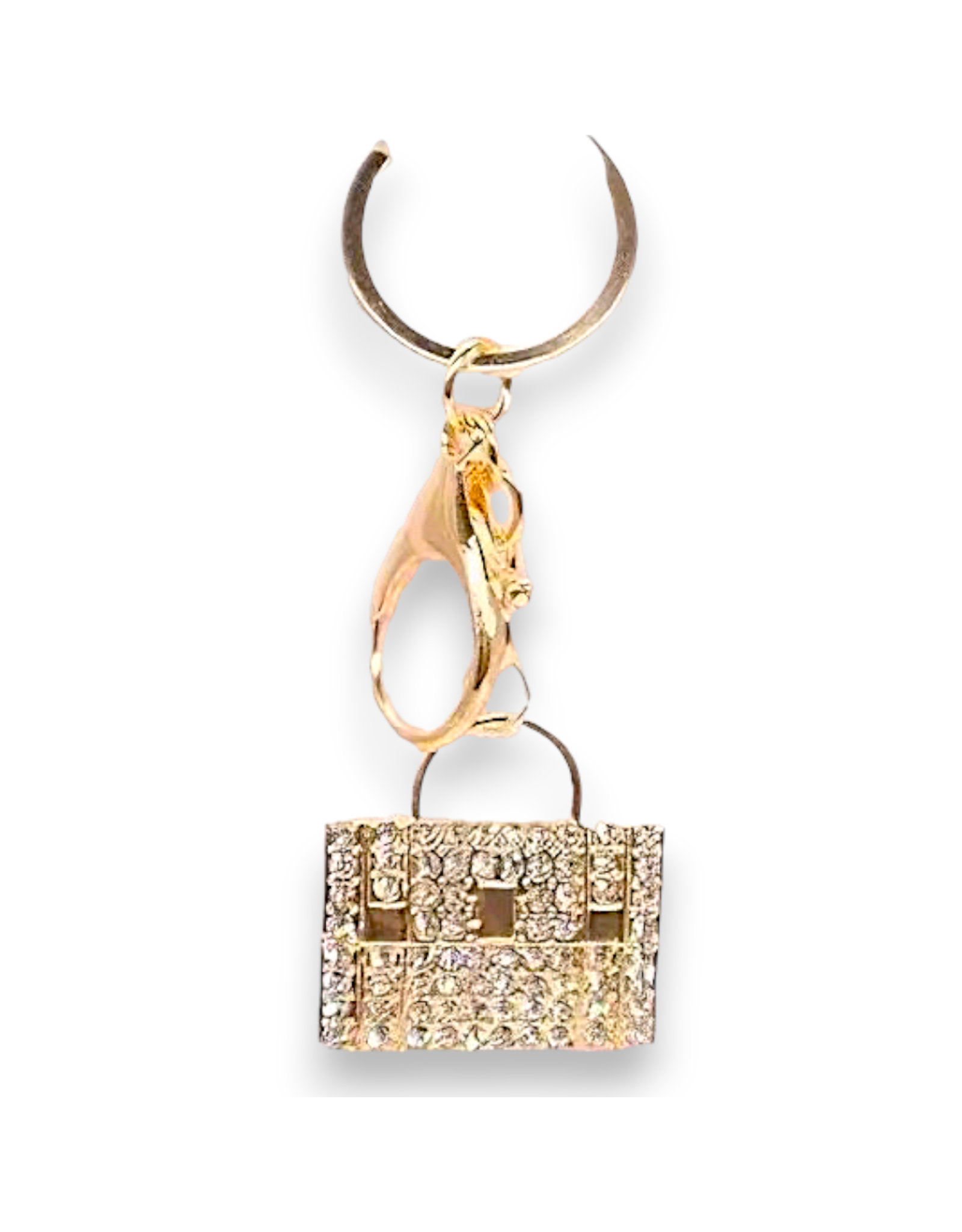 DIGS-N-GIFTS Keychains Rhinestone Key Chain Bag Charms | Gold Handbag 1ct