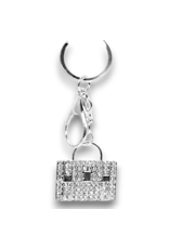 DIGS-N-GIFTS Keychains Rhinestone Key Chain Bag Charms | Silver Handbag 1ct
