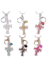 DIGS-N-GIFTS Keychains Rhinestone Bag Charms | Cross 1ct Random Color
