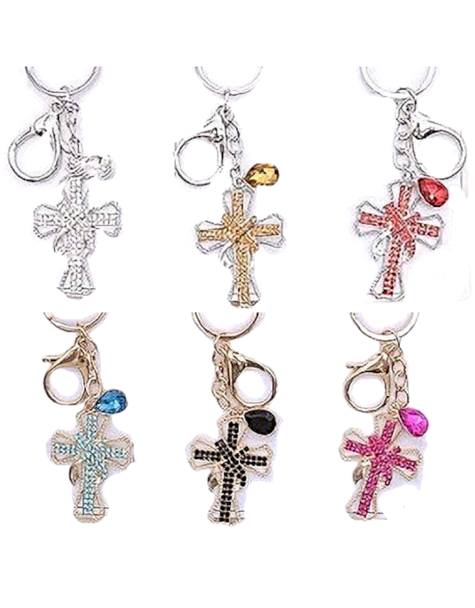 DIGS-N-GIFTS Keychains Rhinestone Bag Charms | Cross 1ct Random Color