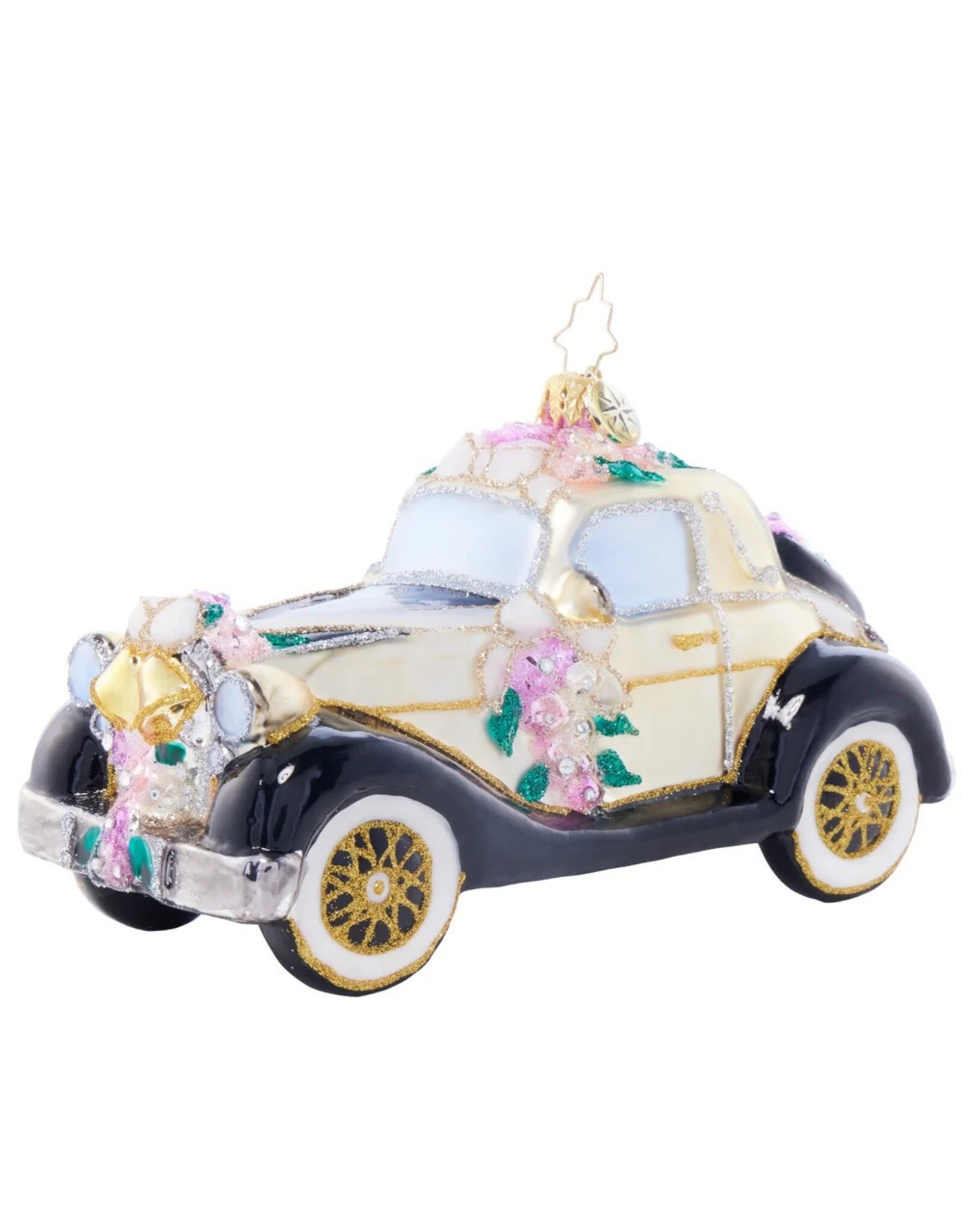 Christopher Radko Wedding Car Christmas Ornament Wedding Day Wheels Gem