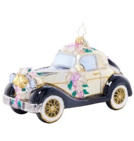 Christopher Radko Wedding Car Christmas Ornament Wedding Day Wheels Gem
