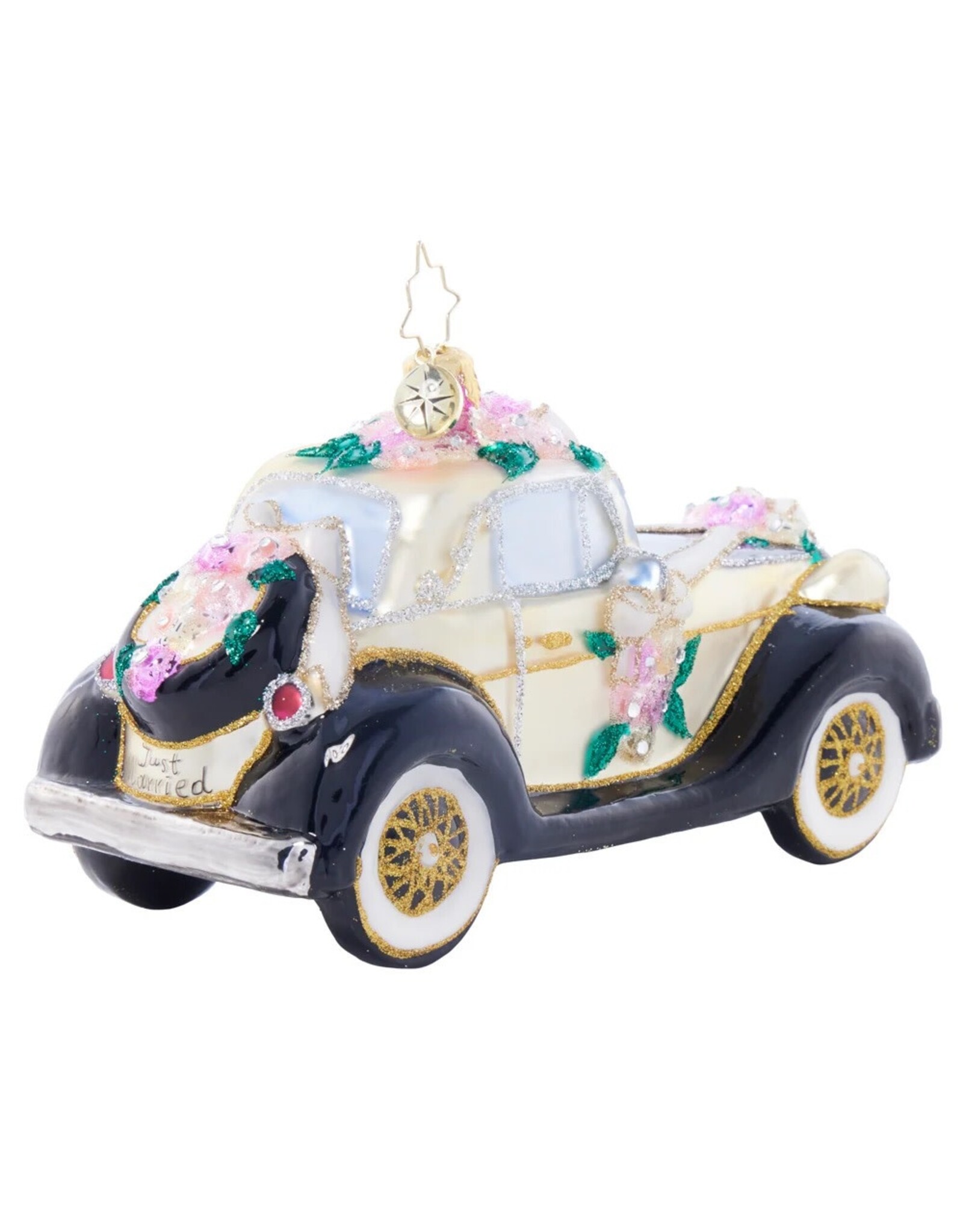 Christopher Radko Wedding Car Christmas Ornament Wedding Day Wheels Gem