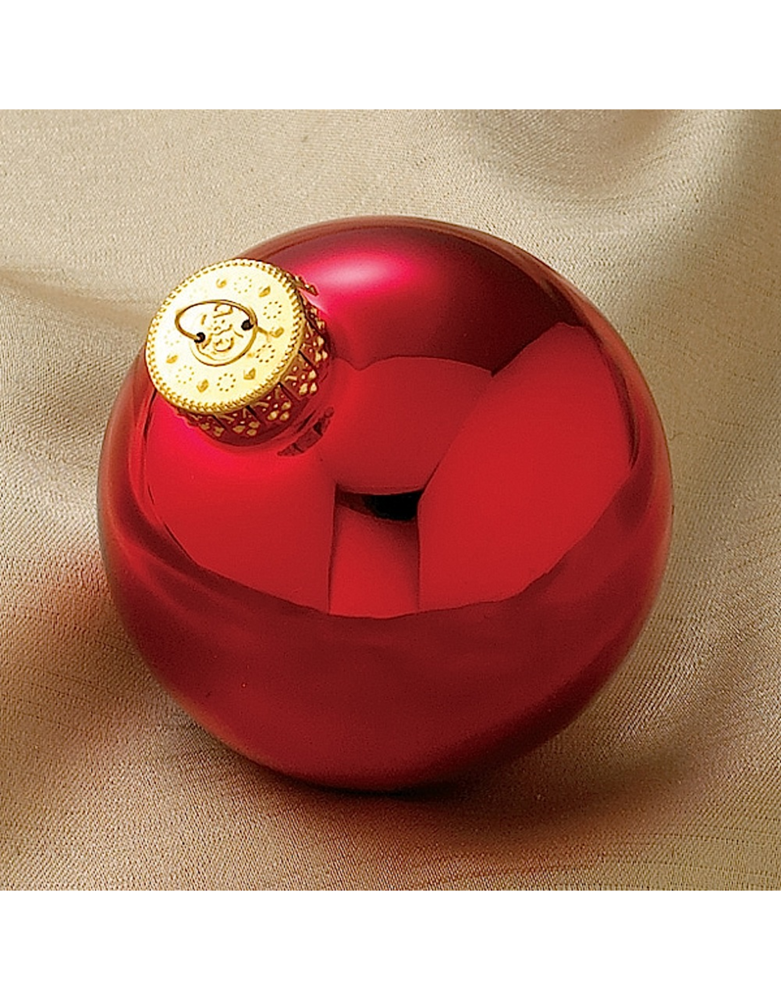Kurt Adler Shiny Red Glass Ball Ornaments 80mm 4pc Set