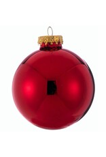 Kurt Adler Shiny Red Glass Ball Ornaments 80mm 4pc Set