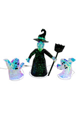 Kurt Adler Halloween Prismatics LED Witch w Ghosts 3pc Set 12-22H