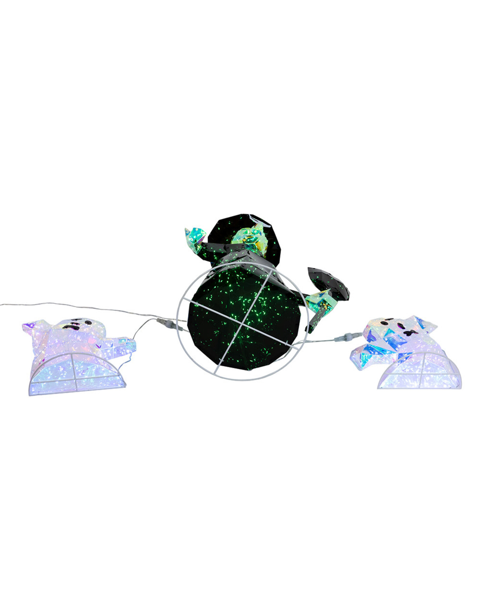 Kurt Adler Halloween Prismatics LED Witch w Ghosts 3pc Set 12-22H