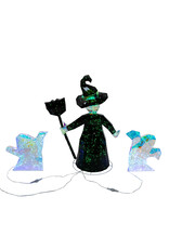 Kurt Adler Halloween Prismatics LED Witch w Ghosts 3pc Set 12-22H