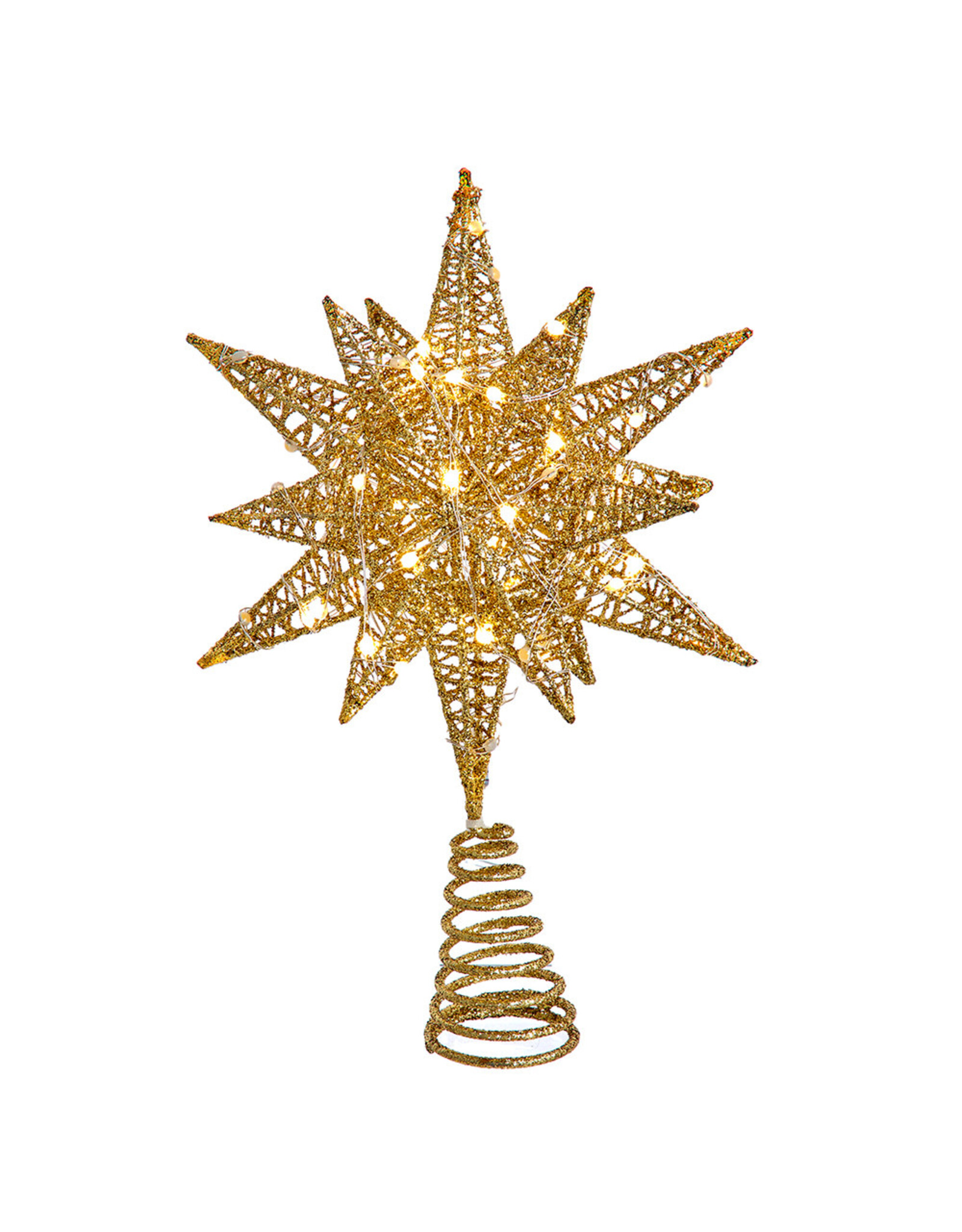 Kurt Adler Treetop Gold Starburst Tree Topper 11H Twinkling LED