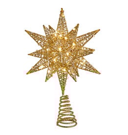 Kurt Adler Treetop Gold Starburst Tree Topper 11H Twinkling LED