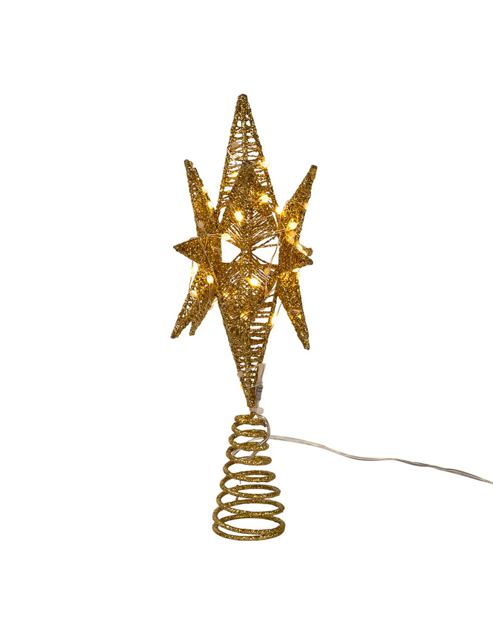 Kurt Adler Treetop Gold Starburst Tree Topper 11H Twinkling LED