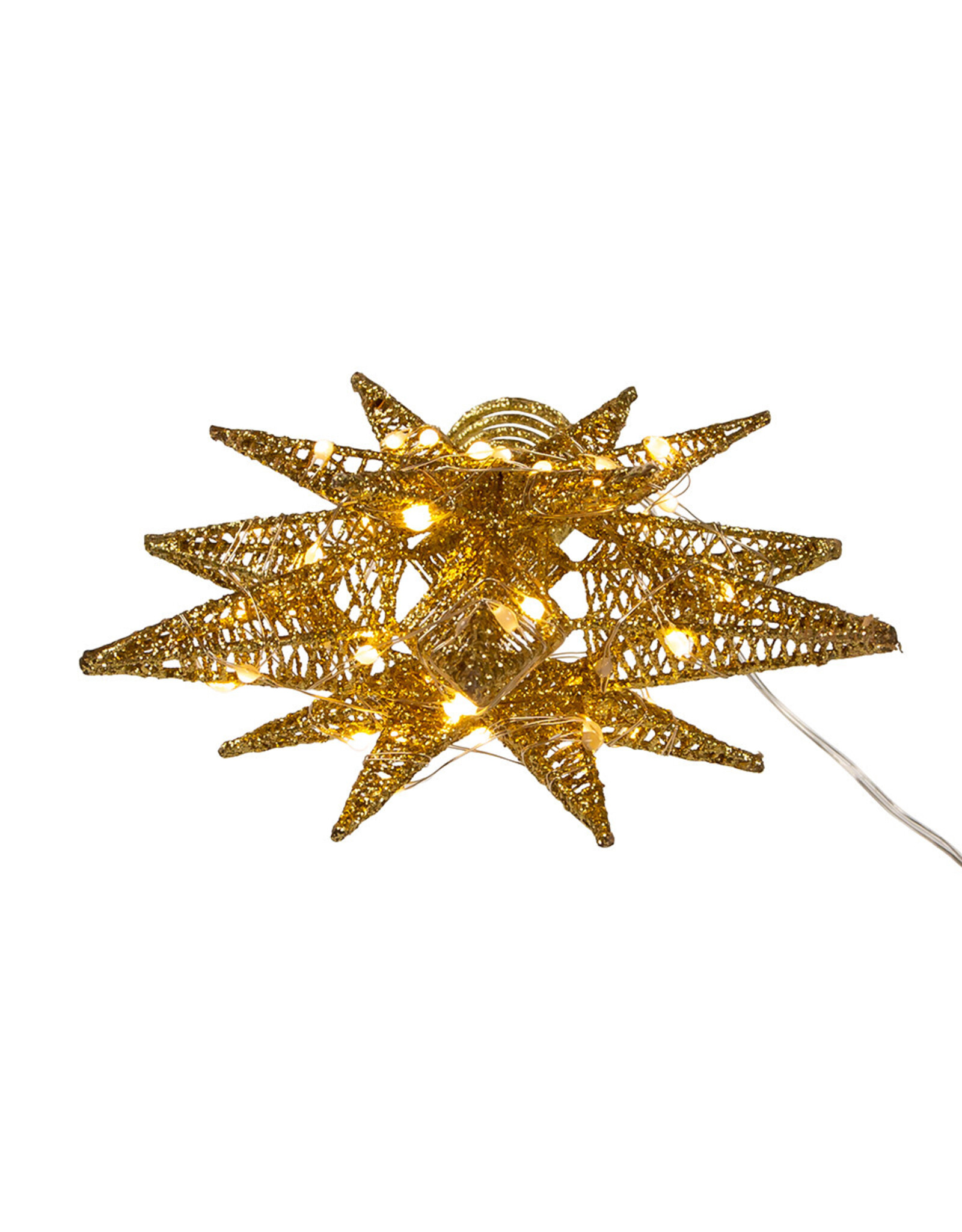 Kurt Adler Treetop Gold Starburst Tree Topper 11H Twinkling LED