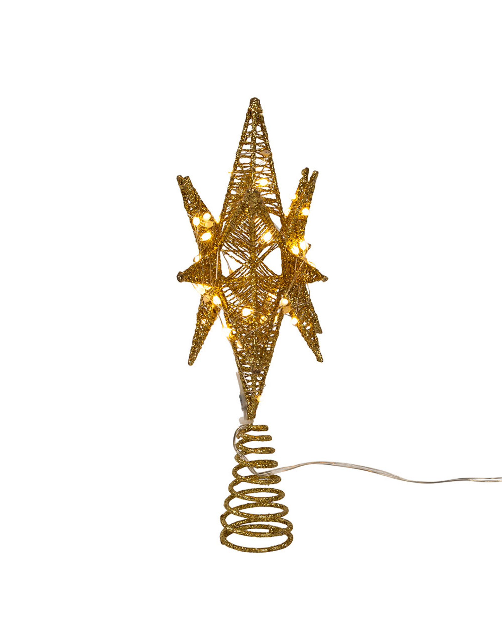 Kurt Adler Treetop Gold Starburst Tree Topper 11H Twinkling LED