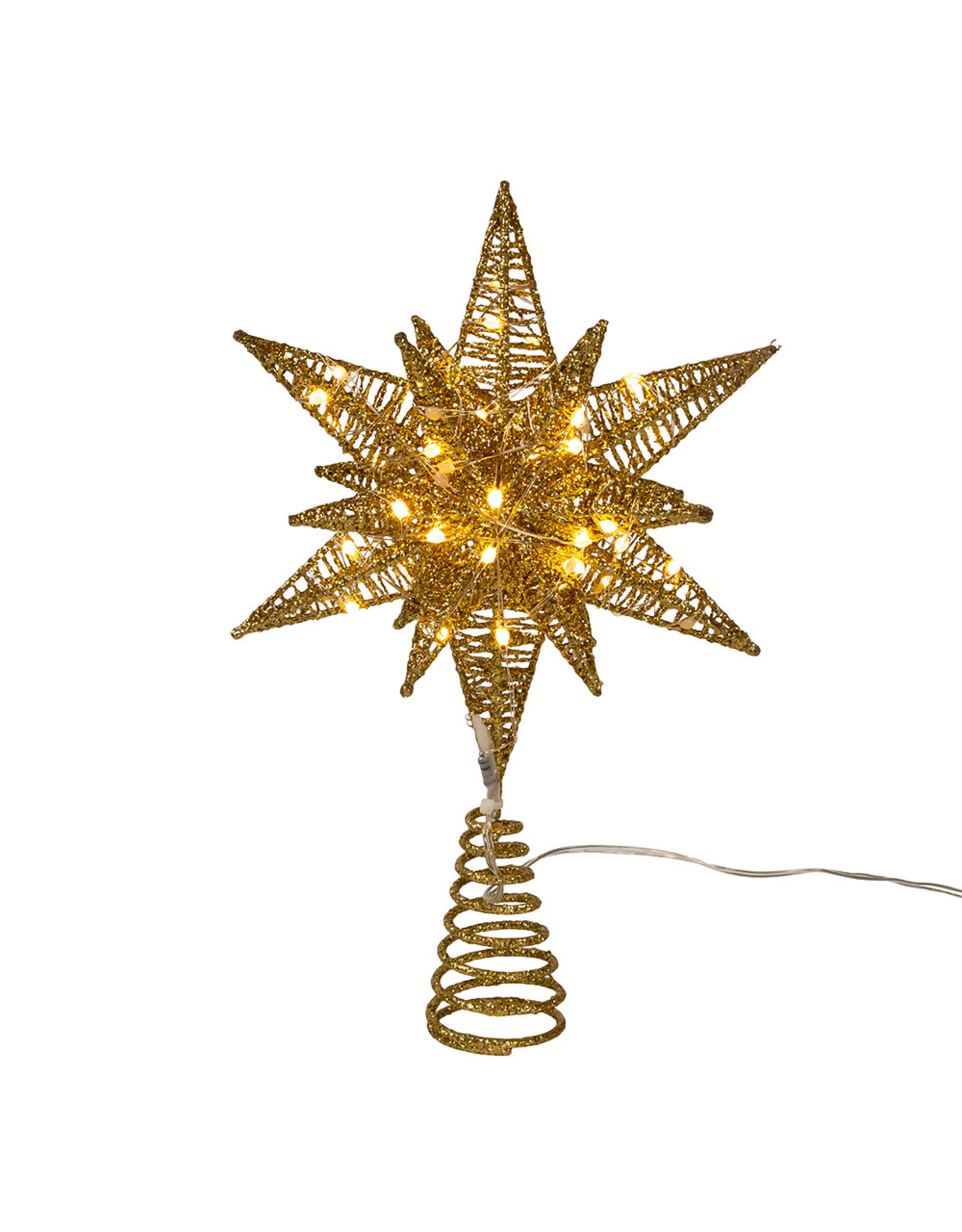 Kurt Adler Treetop Gold Starburst Tree Topper 11H Twinkling LED