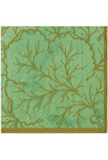 Caspari Paper Cocktail Napkins 20ct Gilded Majolica Celadon